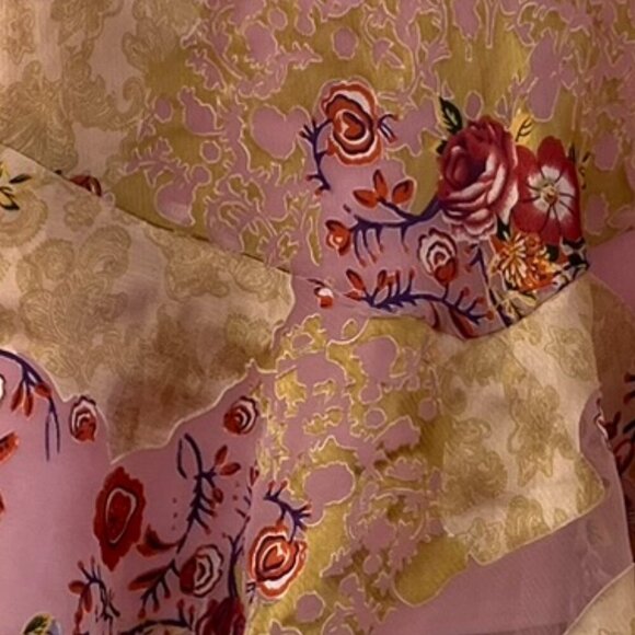 Betsy & Babs Y2K Floral Lined Oriental Style Mini Festival Peplum  Skirt Sz Sm - Picture 2 of 9